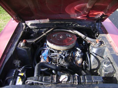 1968 Ford Mustang - Engine bay of a 1968 Ford Mustang, showing the V8 engine and associated components.