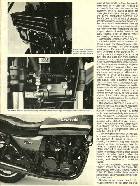 2008 Ford Crown Victoria - Detail of the engine and side profile of a Kawasaki GP750 motorcycle, highlighting its mechanical components.