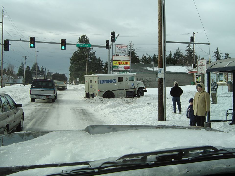 Stuck armored truck