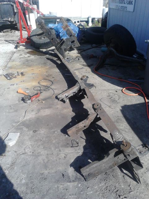 1996 Ford Bronco - Day 5: Got front and rear axle, steering, suspension and wiring harnesses pulled. Fuel tank, hitch and rear bumper removed. Most of the fra…