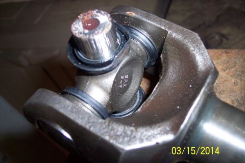 1973 Ford F-250 - This image shows a close-up of a driveshaft universal joint, likely showing signs of wear.