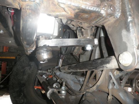 1961 International Scout 800 - Custom steering and suspension parts are visible in this close-up view.