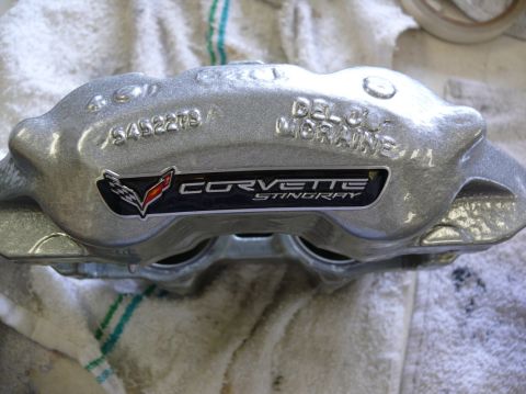 Corvette Stingray brake caliper with part number S452279 and Delco Moraine markings