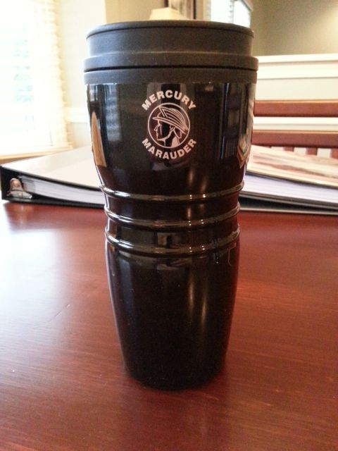 2003 Mercury Marauder - Promotional travel mug the Mercury Marauder logo.