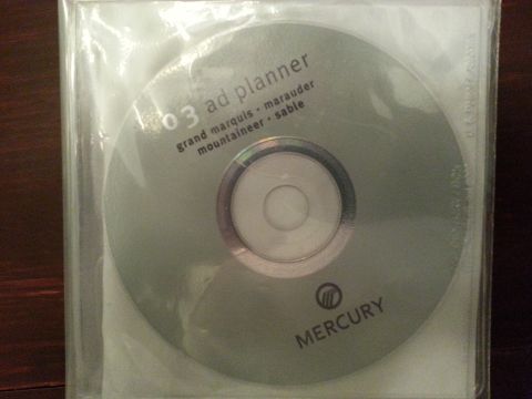 2003 Mercury Marauder - This CD is labeled as an '03 ad planner and lists several Mercury models, including the Marauder.