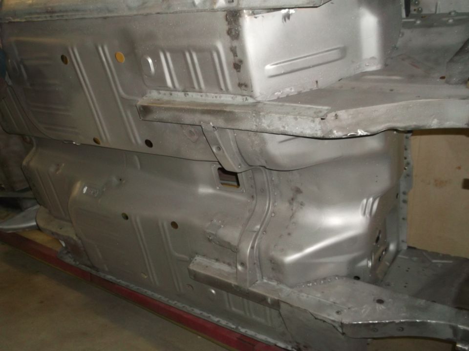 1967 Ford Mustang underbody, bare metal chassis