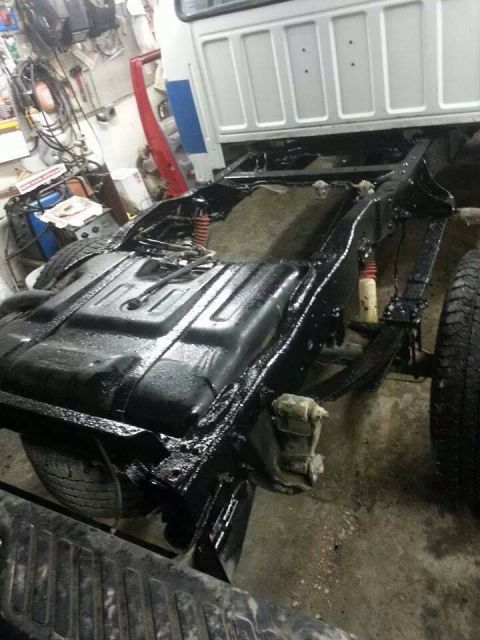 1995 Ford F-150 - wire wheeled frame then painted with chassis saver