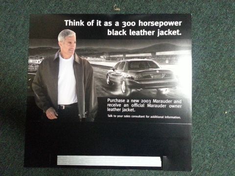 2003 Mercury Marauder - Original Mercury dealership ad that when assembled, sat on top new Marauders promoting the leather jacket.