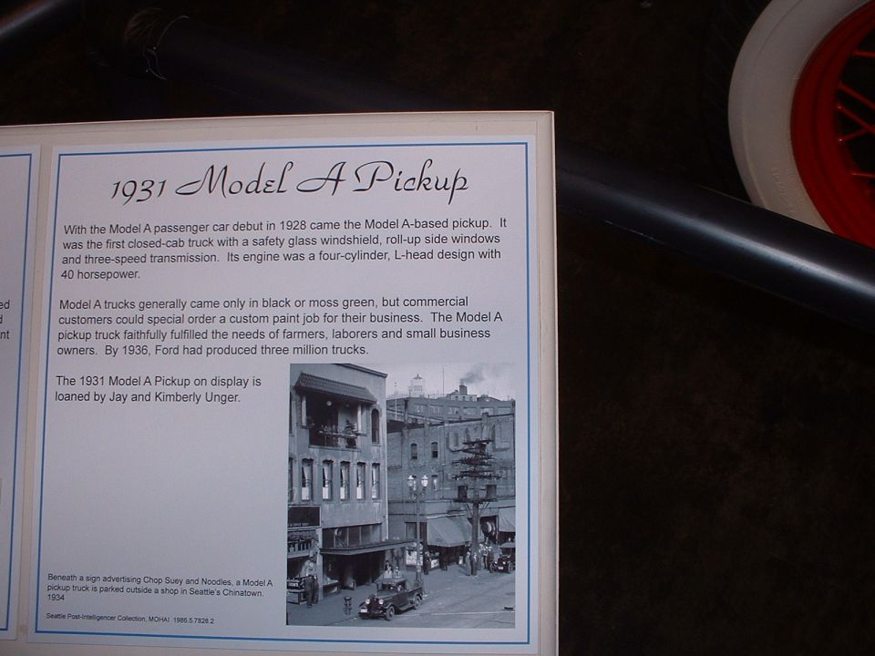 Document about a 1931 Model A Pickup with a historical photo of a street scene