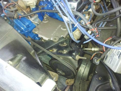 1976 Ford Ranchero - Close-up view of an engine bay, showing various components and wiring.