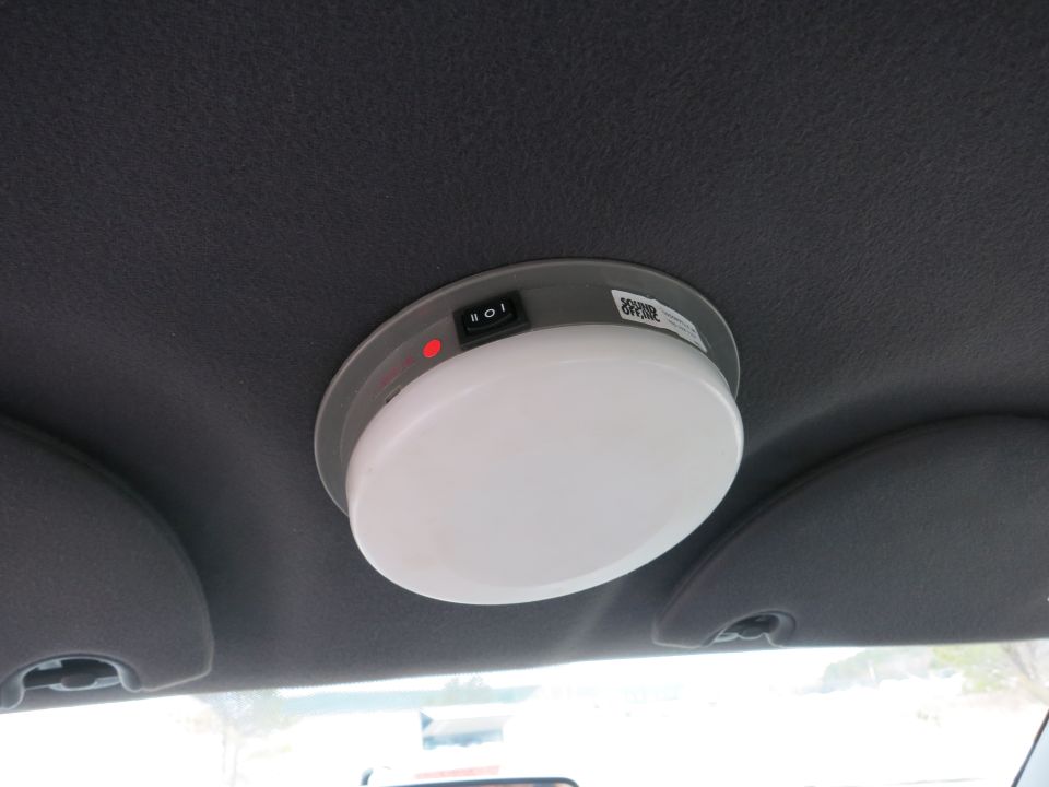 Interior dome light with on/off switch and red indicator light