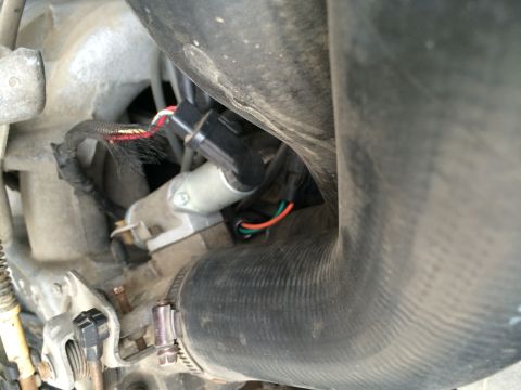1991 Ford F-150 - Close-up view of engine components, including hoses and wiring harnesses.