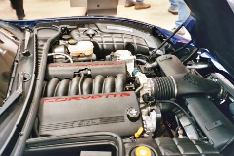 1992 Mercury Grand Marquis - Close-up view of a Corvette engine bay, showing the intake manifold and other engine components.