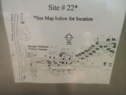 1996 Ford C-350 (Centurion Conversions) - This map details campground layout, including numbered sites and facilities like the Ranger Station.