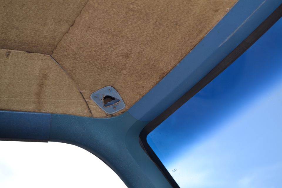 1981 Ford F-250 interior ceiling and windshield corner