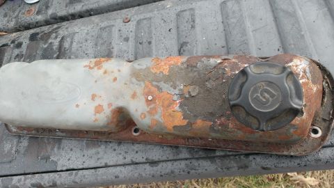 1988 Ford Bronco - Driver side valve cover before sanding and paint