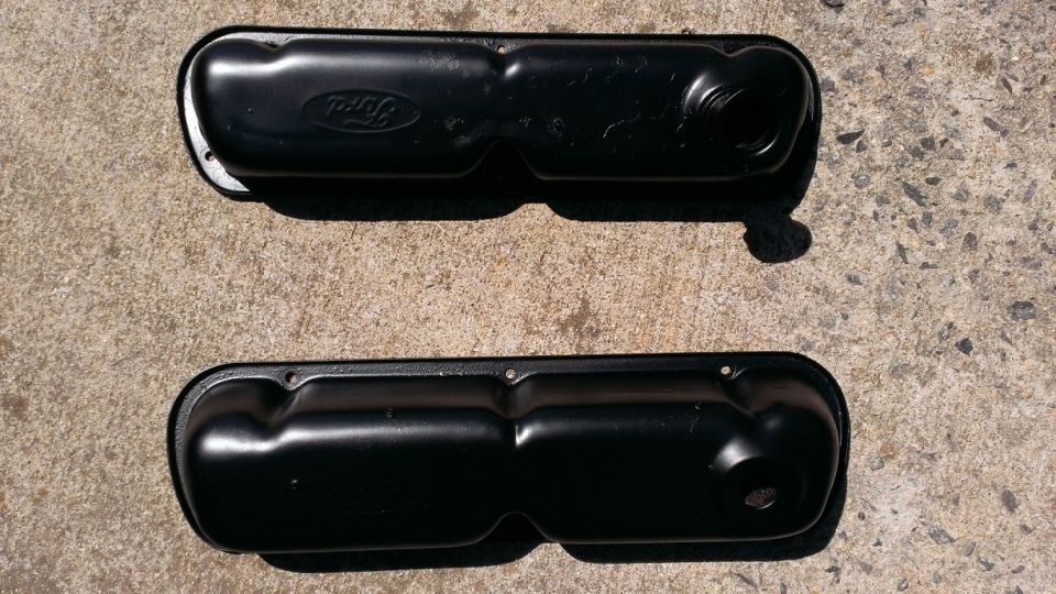 Valve covers sanded and repainted.