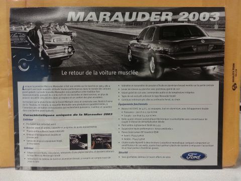 2003 Mercury Marauder - This document details the features and specifications of the 2003 Mercury Marauder.