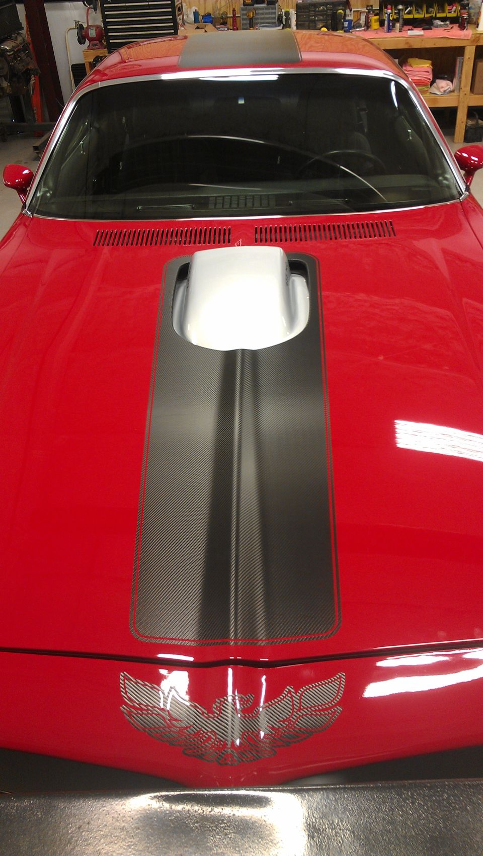 1972 Pontiac Trans Am hood with bird emblem and scoop