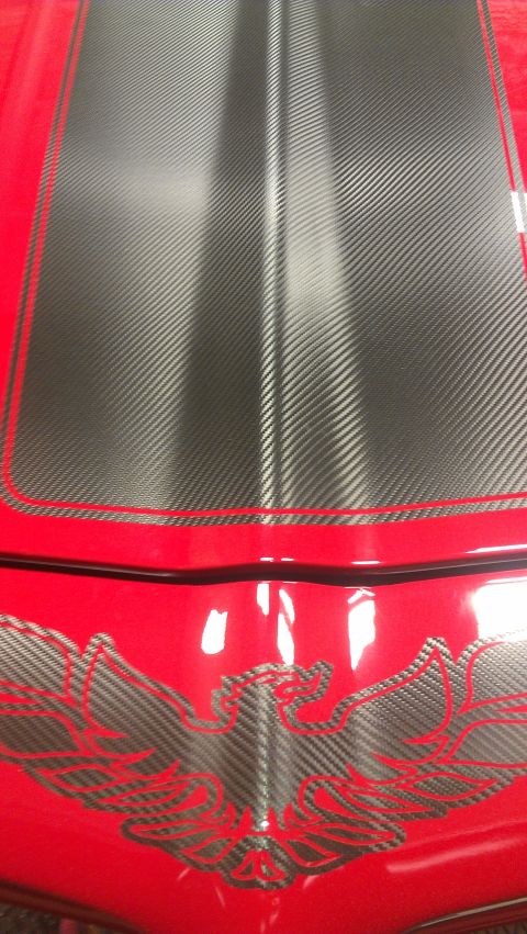 1972 Pontiac Trans Am - 1972 Pontiac Trans Am hood features a carbon fiber stripe and iconic bird graphic.
