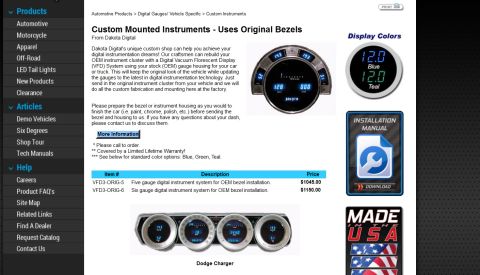 1994 Ford Bronco - Dakota Digital product literature for rebuilding OEM gauge clusters with a Vacuum Fluorescent Display (VFD); 5-gauge VFD3-ORIG-5 $1045, 6-g…