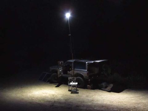 1990 Ford Bronco II - LED lamp post to light the area at night. (two 12-volt 10-watt MR16 type lamps produce 1000 lumens of soft 3000K light)