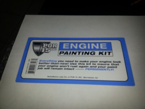 1994 Ford Bronco - Label for an engine painting kit, detailing its benefits for engine appearance and rust prevention.