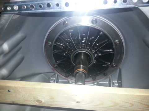 1994 Ford Bronco - Close-up of a transmission torque converter, showing its internal components and splined shaft.