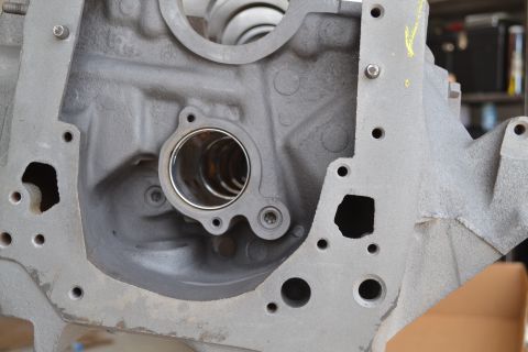 1981 Ford F-250 - Close-up view of an engine block, showing internal components and mounting points.