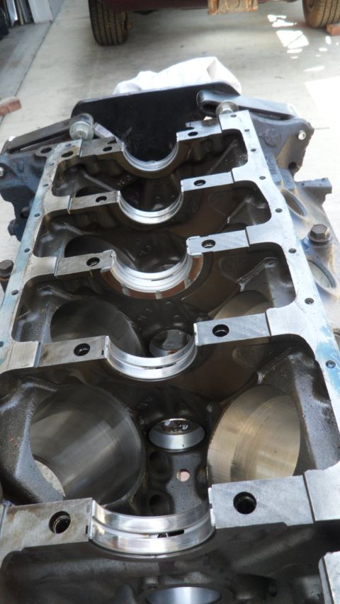 1972 Ford Ranchero - The engine block is disassembled, revealing the internal components and bearing surfaces.