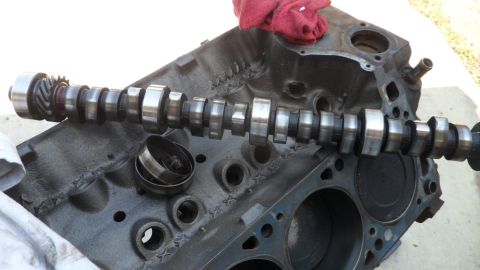 1972 Ford Ranchero - Engine block and camshaft components laid out for inspection or repair.