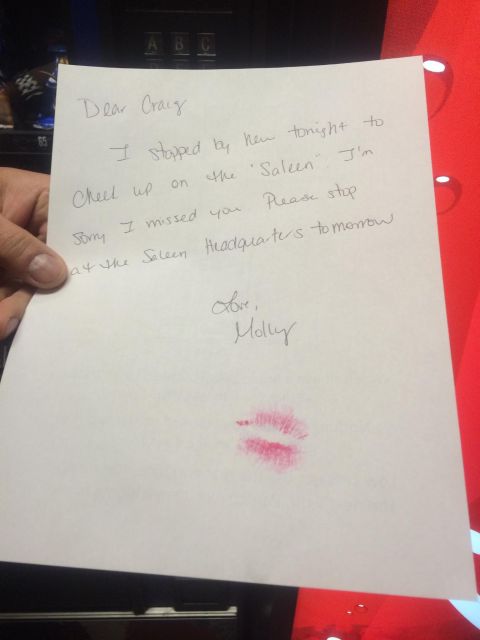 2003 Ford Crown Victoria - A handwritten note with a lipstick kiss mark is shown.