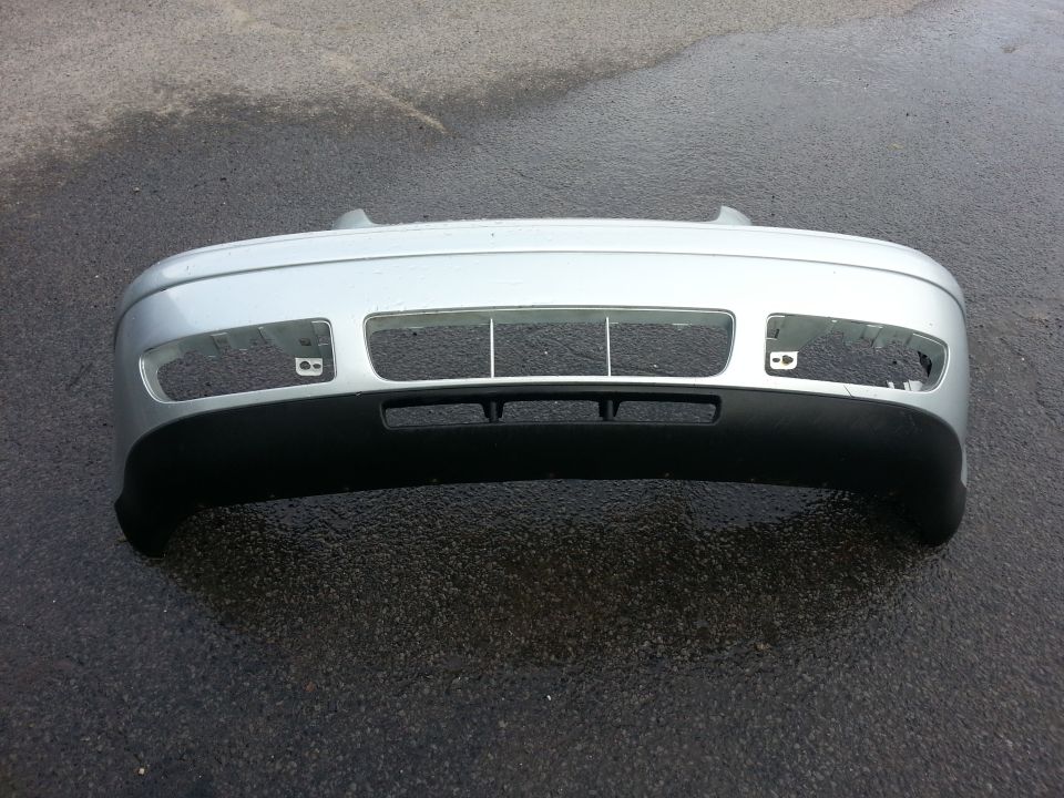 Silver Volkswagen Jetta front bumper with black lower trim