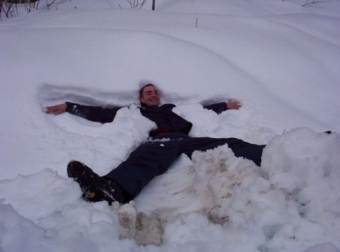 1982 Ford Bronco - Brandon making a snowangel.