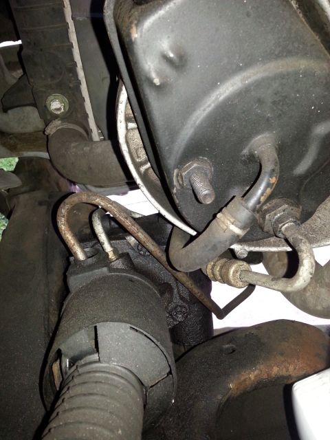 1992 Ford Bronco - This is the hose from an early '90s Ford van, NAPA part 7-1483, the routing is a little unusual, but it works and all of the connections bo…