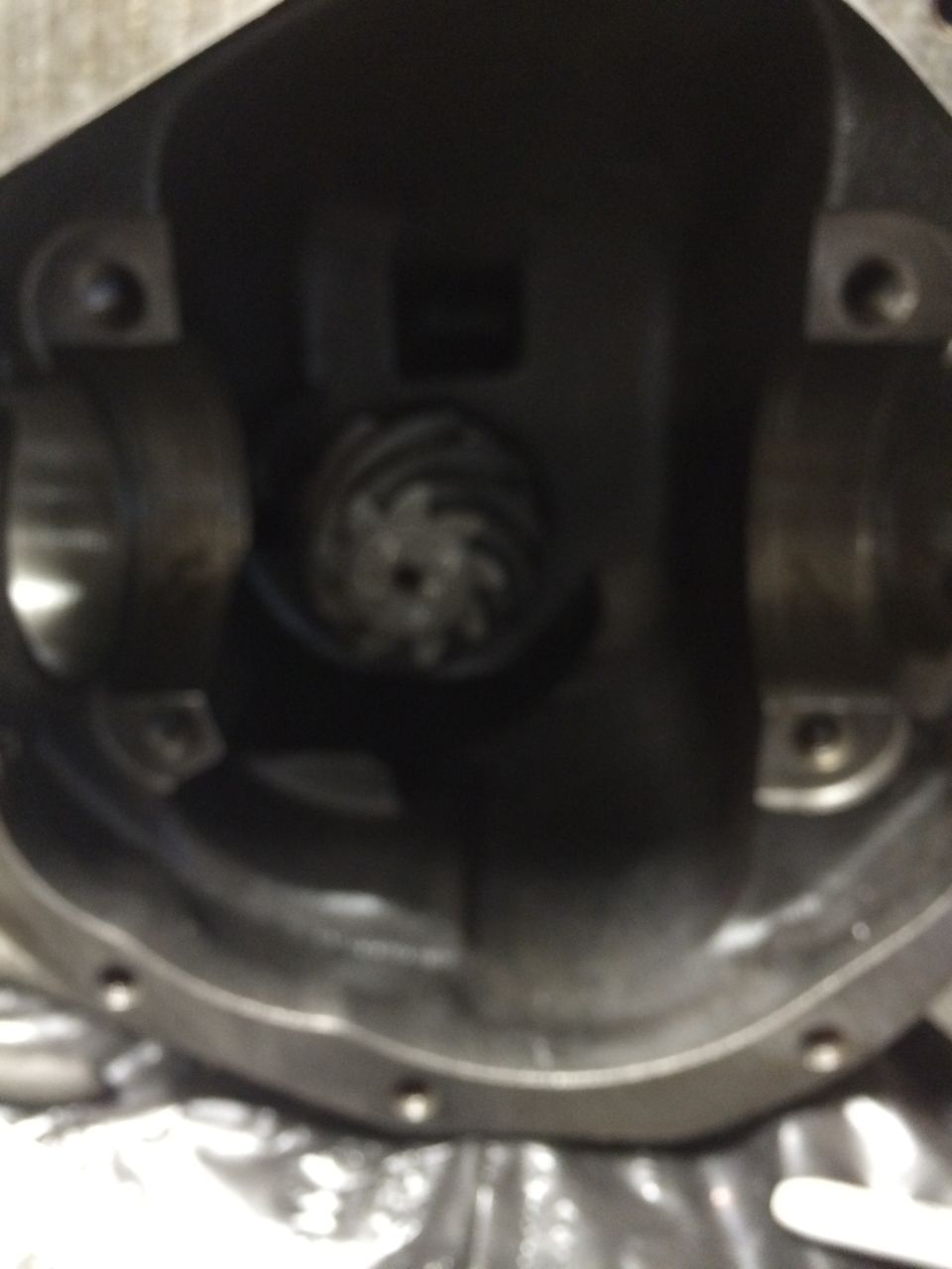 Differential housing with visible gears and mounting points