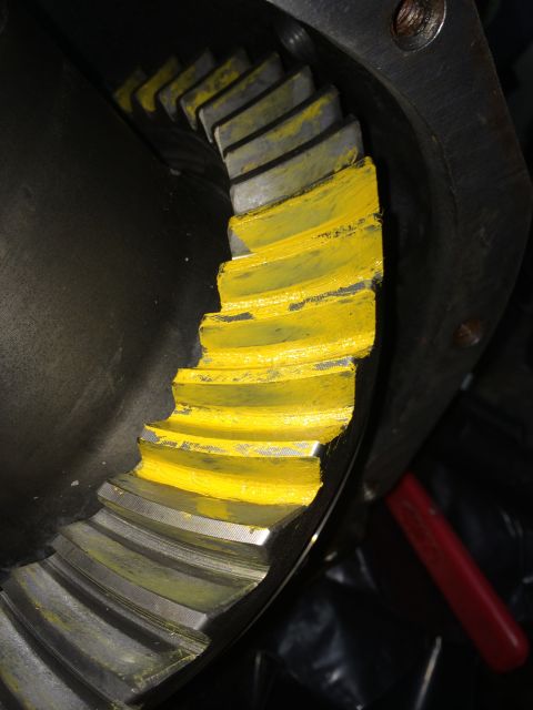 1996 Ford Bronco - Close-up of a differential gear showing yellow paint applied to the teeth.