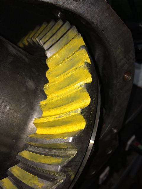 1996 Ford Bronco - Close-up of a differential gear showing yellow paint applied to the teeth for marking.