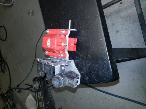 1994 Ford Bronco - MSD ignition coil and associated parts are shown mounted on a bracket.