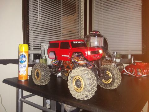 1988 Ford Bronco - This is a remote-controlled monster truck that resembles a Ford Bronco, but the year is not discernible.