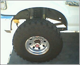 1992 Ford Bronco - Spare tire and wheel well of a 1992 Ford Bronco.