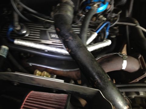 1981 Ford LTD - Kinda blurry picture of the heat shield I put over the passenger side header. It's 22 gauge mild steel so it won't melt and hopefully it wi…