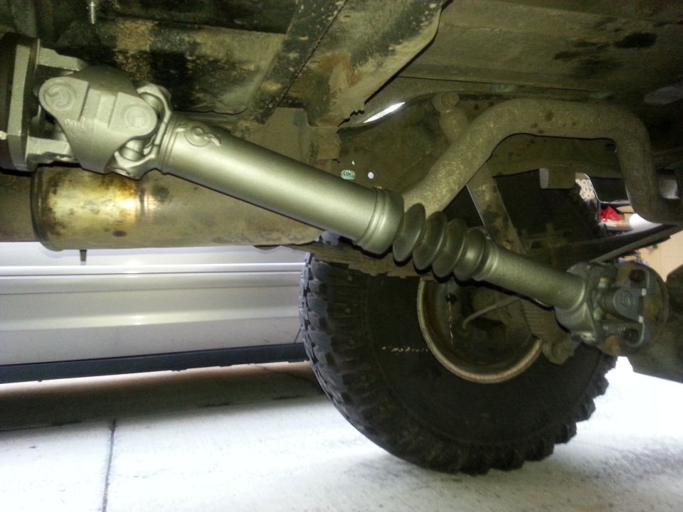 Drive shaft installed..everything bolted up perfectly, I could probably use another couple of inches so the slip shaft isn't extended quite as far, but I think it will be fine.