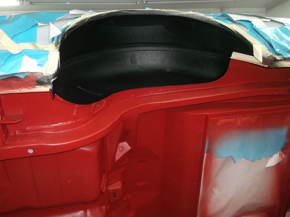 1967 Ford Mustang interior, red paint, black wheel well