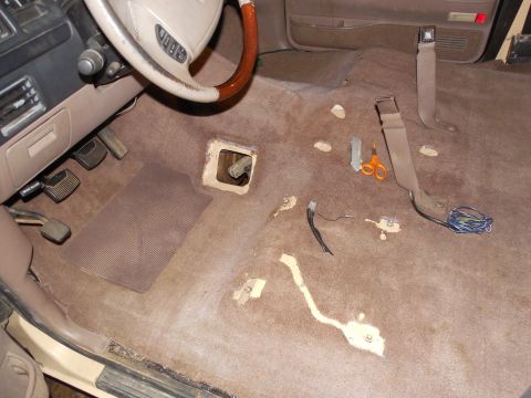 1983 Ford Bronco - Because of the floor mods for the power seats, the carpet has to be cut to fit the new contours, and for the new bolt locations. [url=https…