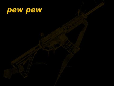 1996 Ford Bronco - This image shows an assault rifle with a sling against a black background. Text overlay reads "pew pew".