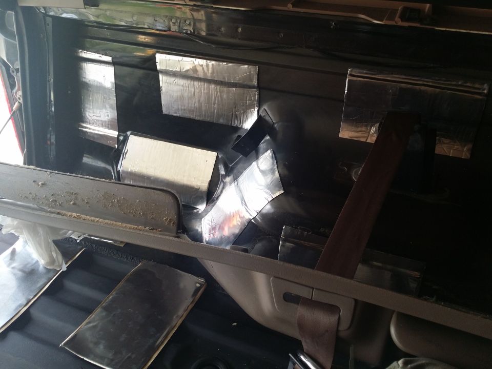 Interior soundproofing installation with silver insulation panels