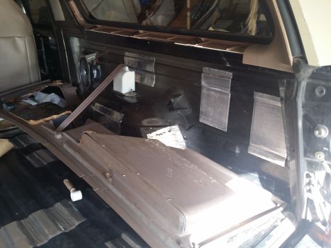 1994 Ford Bronco - Soundproofing work in progress on the interior of a 1994 Ford Bronco.
