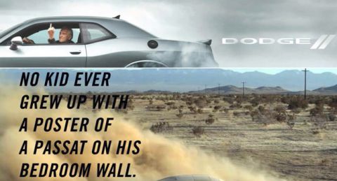 2010 Dodge Challenger - This image features a Dodge Challenger performing a burnout, with text about car posters.