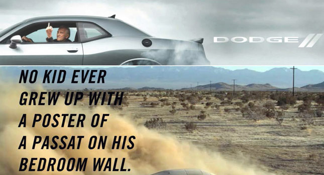 Silver Dodge Challenger doing a burnout in a desert landscape. Driver is giving the finger